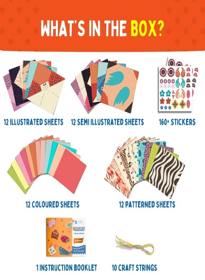 PepPlay 3D Origami Paper, with Booklet and Stickers, Educational, Brain-Boosting Activity, No Mess Paper Craft, Travel-Friendly Airplane Toy, Birthday Return Gift for Boys&Girls Ages 3-8, Orange - Image 2